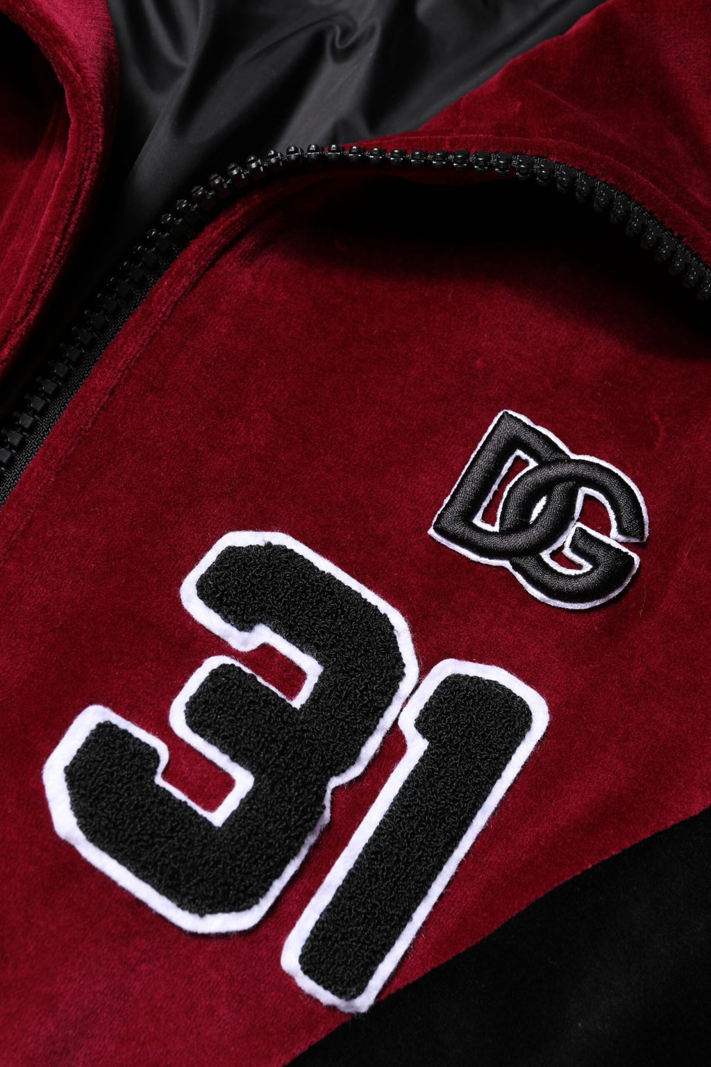 Dolce & Gabbana Red Black Cotton Logo FullZip Bomber Jacket