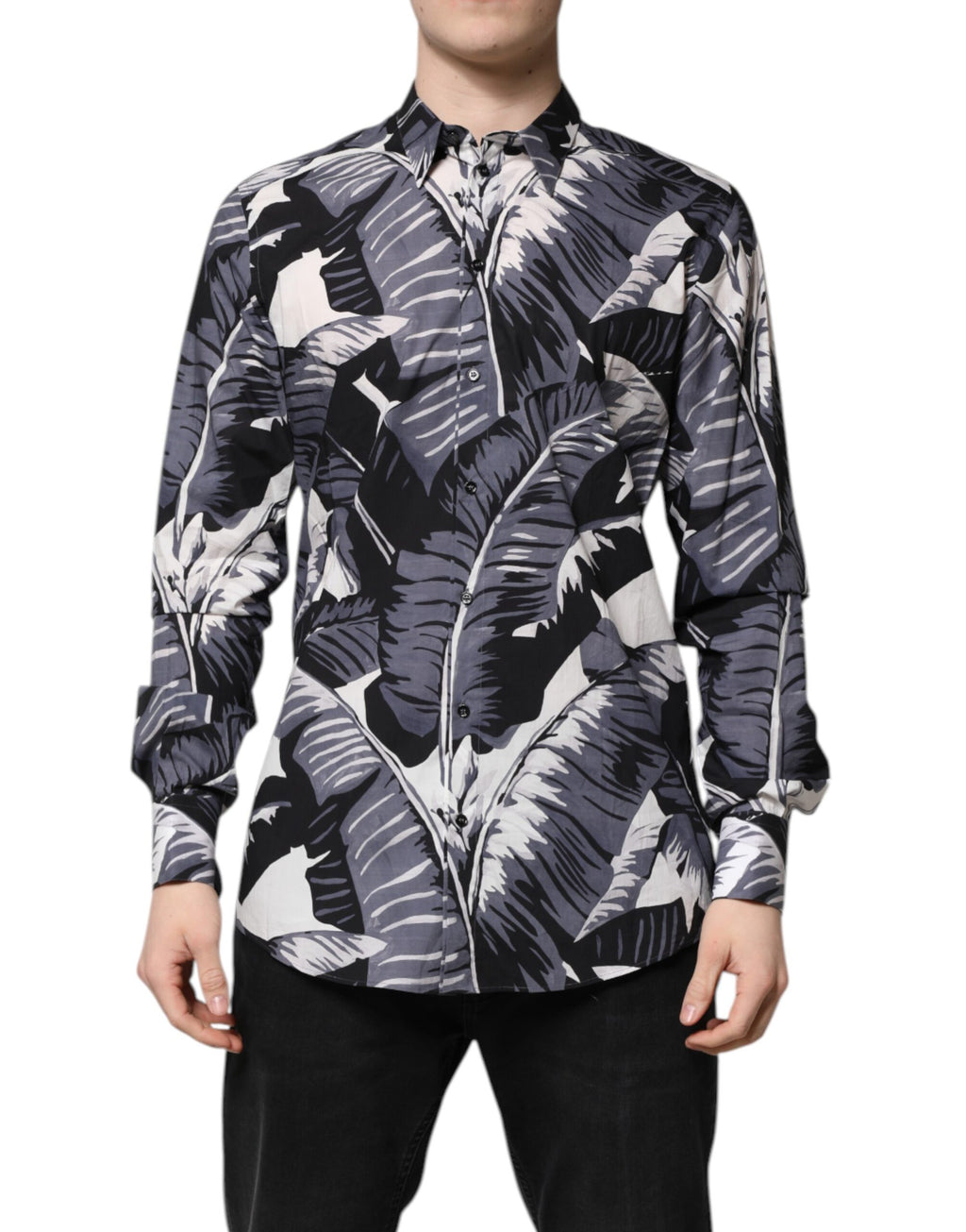 Dolce & Gabbana Multicolor GOLD Cotton Banana Leaf Print Shirt
