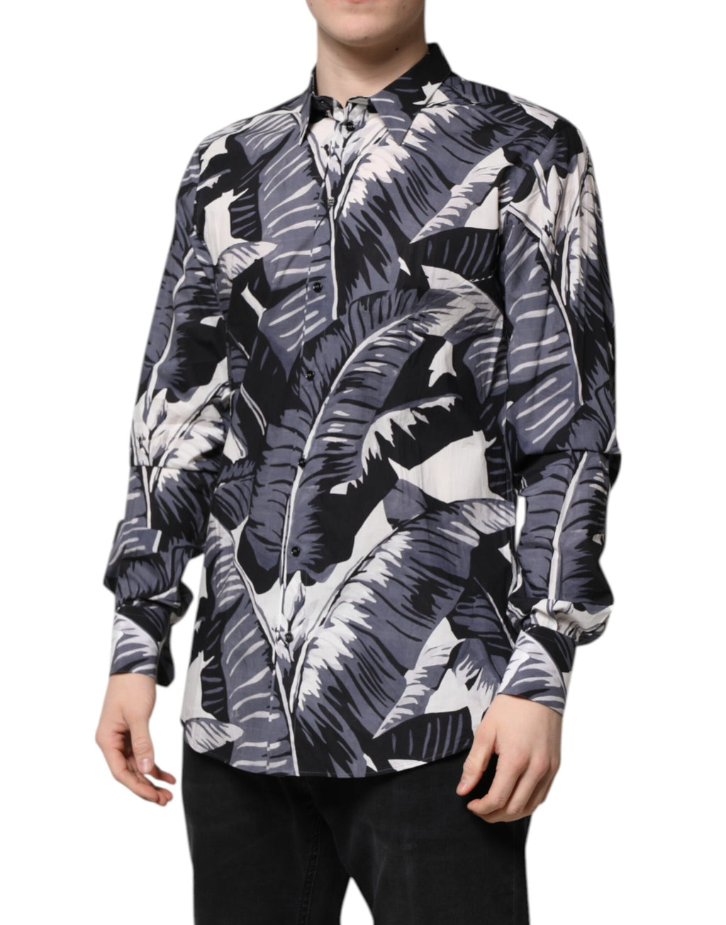 Dolce & Gabbana Multicolor GOLD Cotton Banana Leaf Print Shirt