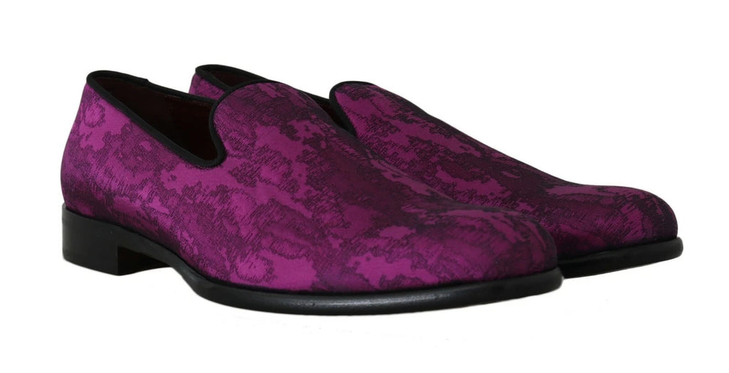 Dolce & Gabbana Elegant Silk-Wool Blend Loafers in Purple