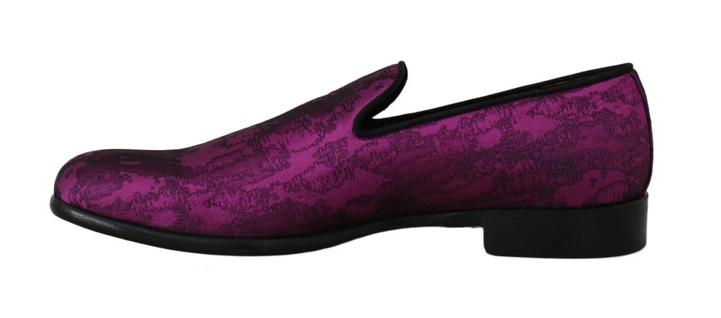 Dolce & Gabbana Elegant Silk-Wool Blend Loafers in Purple