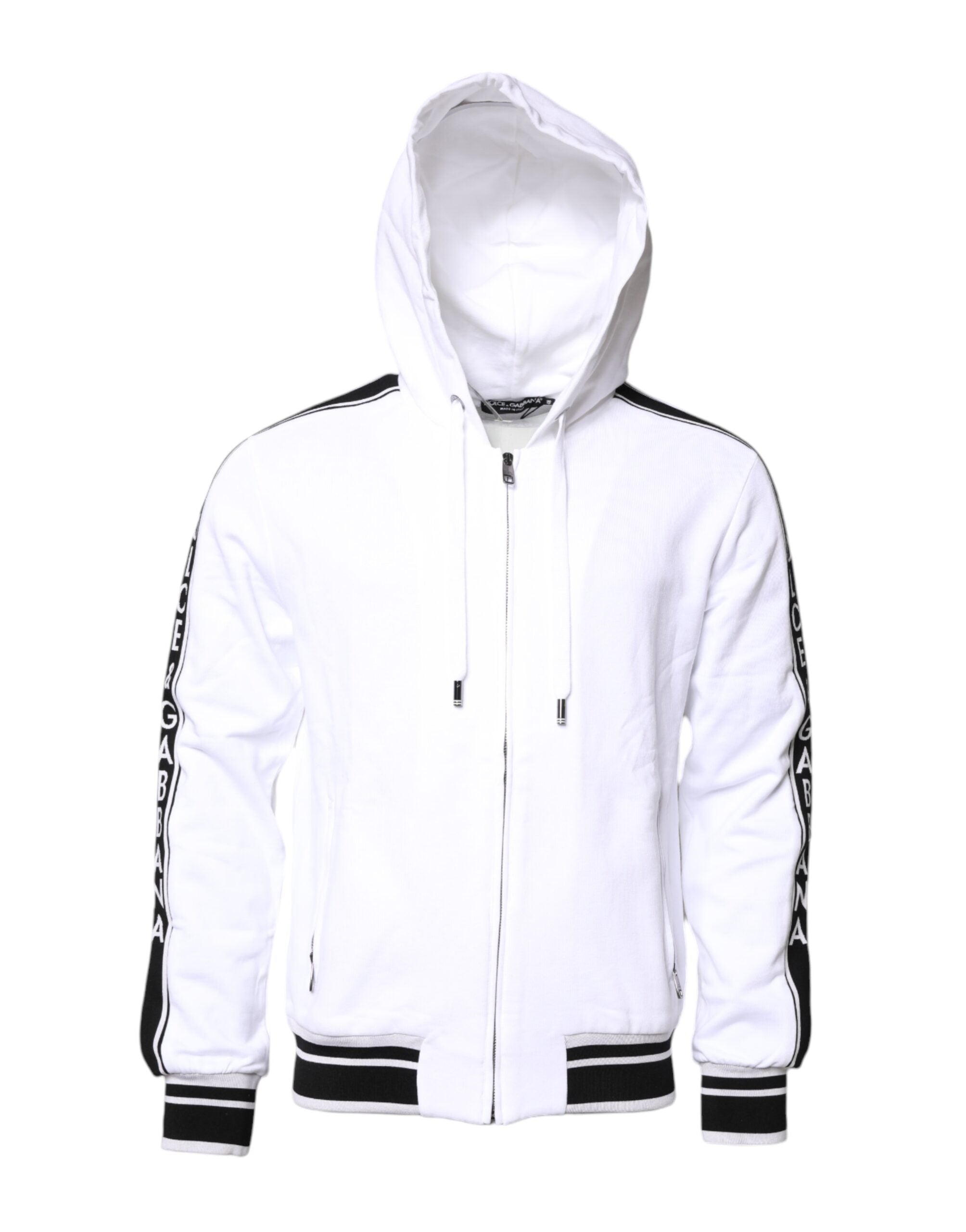 Dolce & Gabbana White Cotton Logo Hooded Sweatshirt Sweater