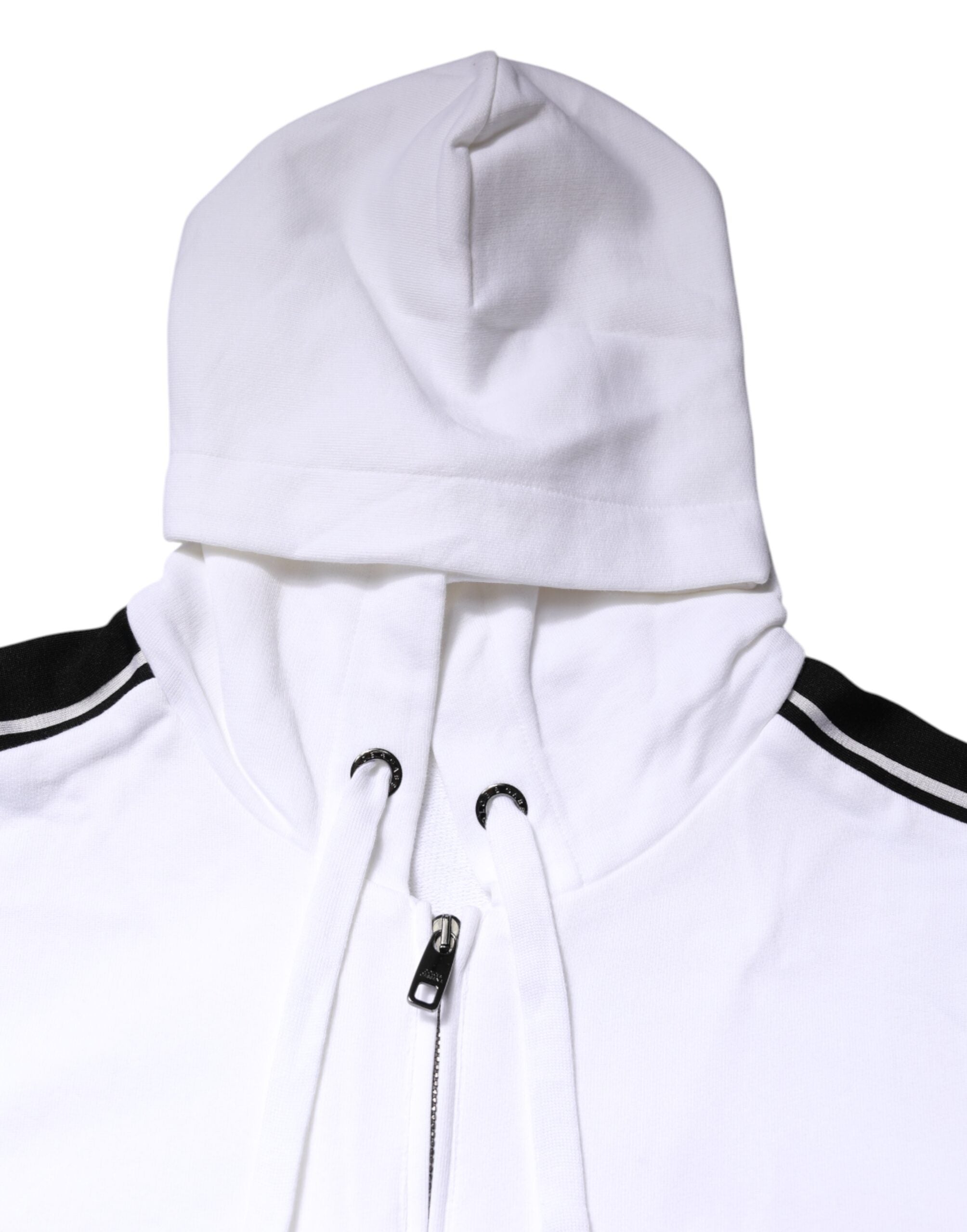 Dolce & Gabbana White Cotton Logo Hooded Sweatshirt Sweater