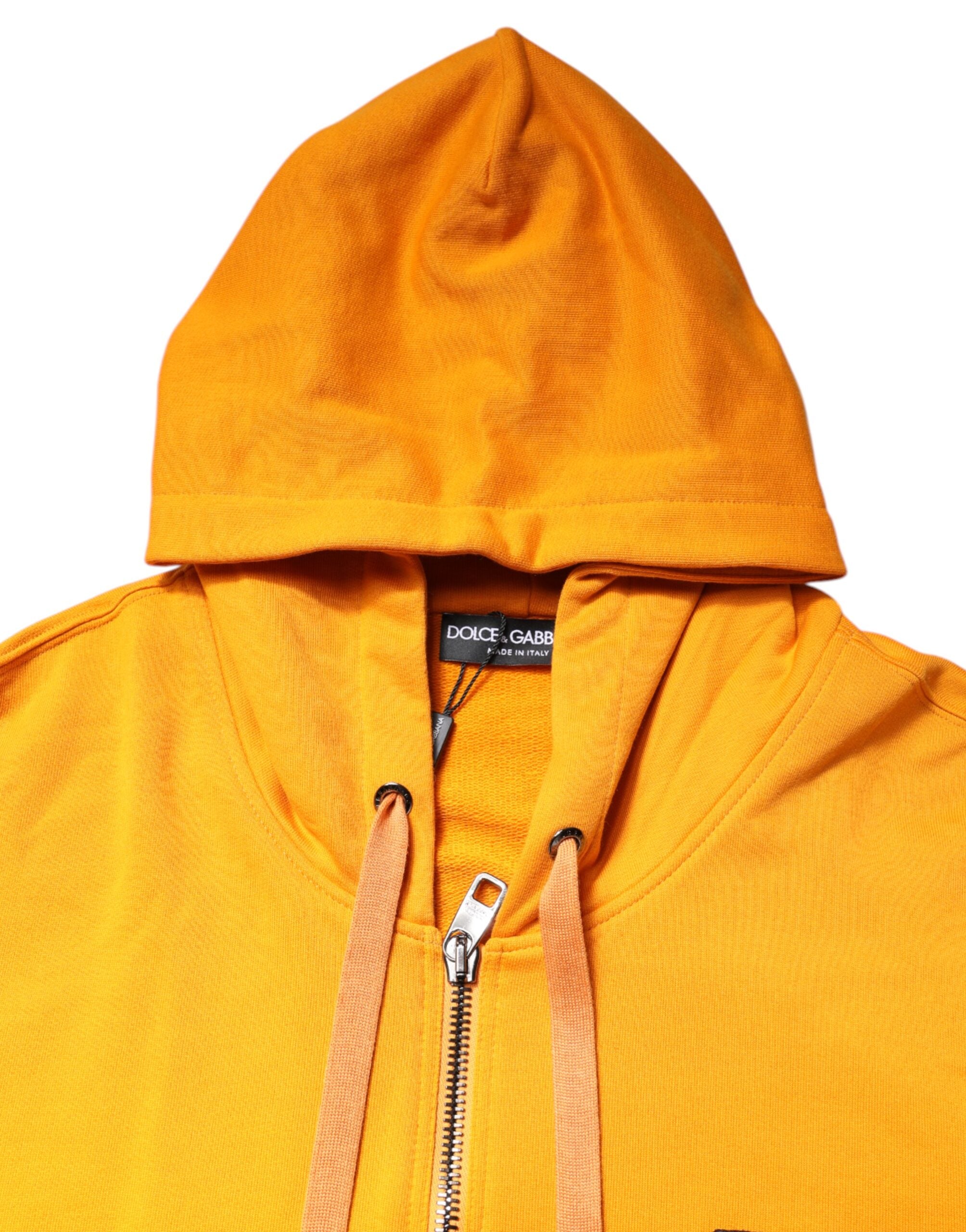 Dolce & Gabbana Yellow Full Zip Hooded Sweatshirt Sweater