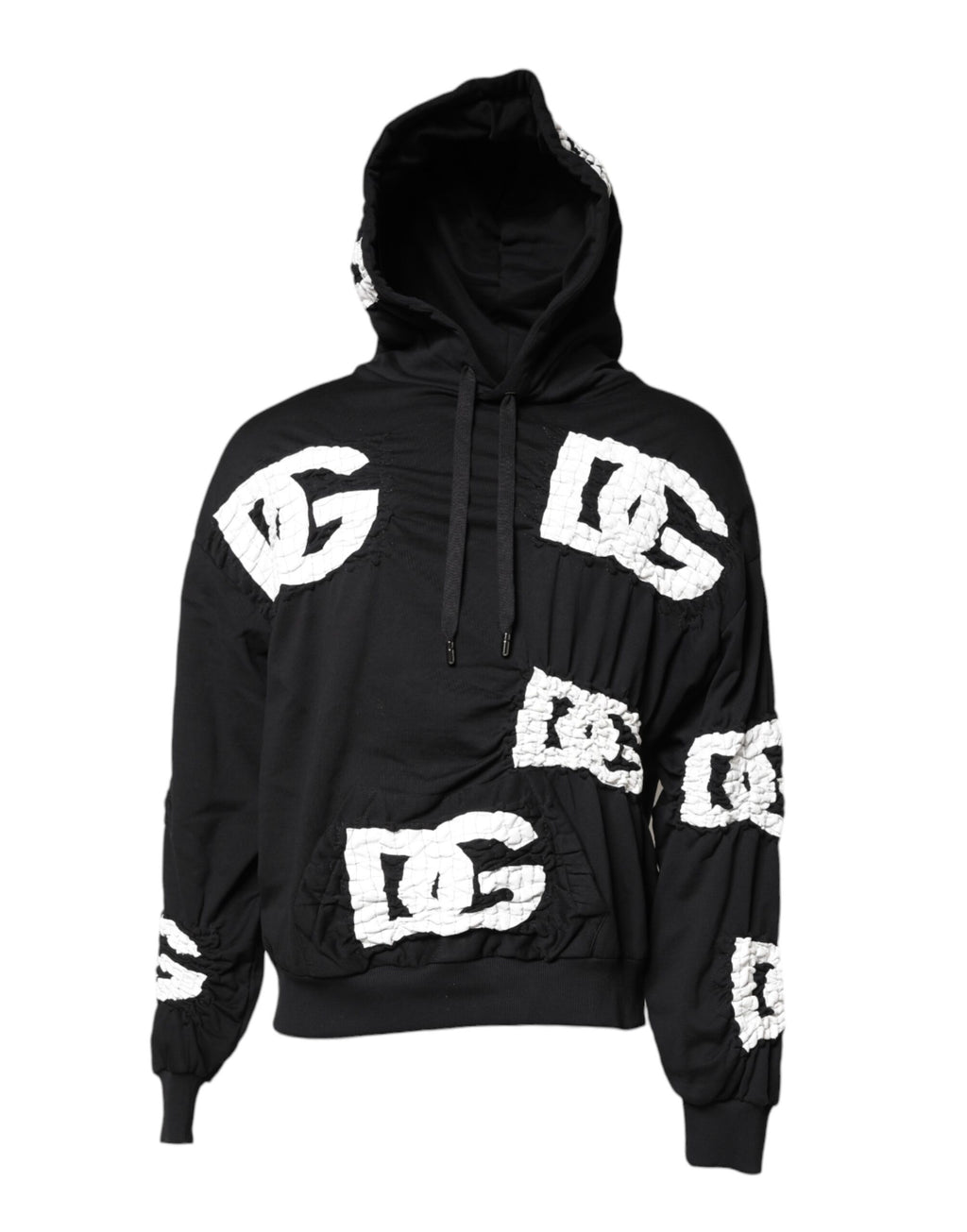 Dolce & Gabbana Black Logo Print Hooded Sweatshirt Sweater