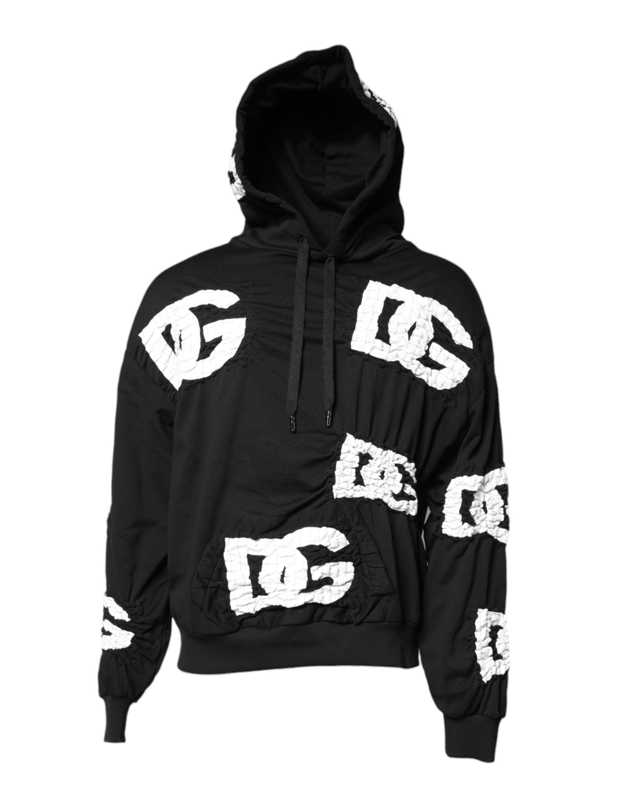 Dolce & Gabbana Black Logo Print Hooded Sweatshirt Sweater