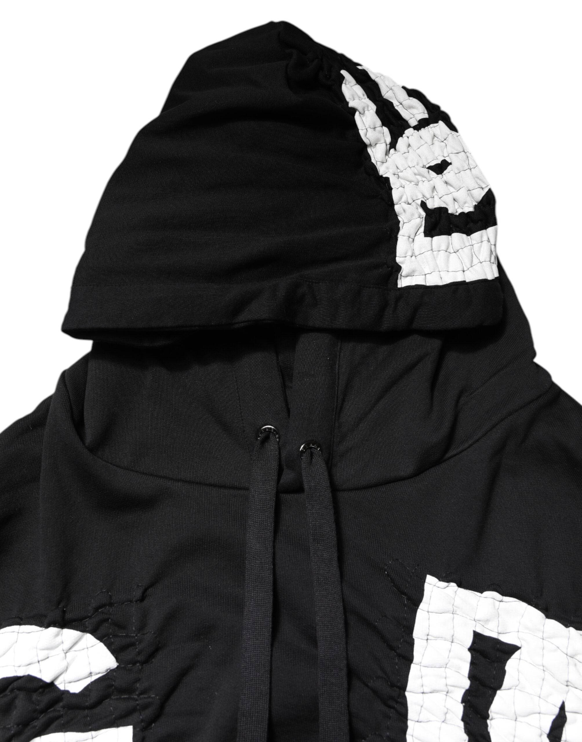 Dolce & Gabbana Black Logo Print Hooded Sweatshirt Sweater