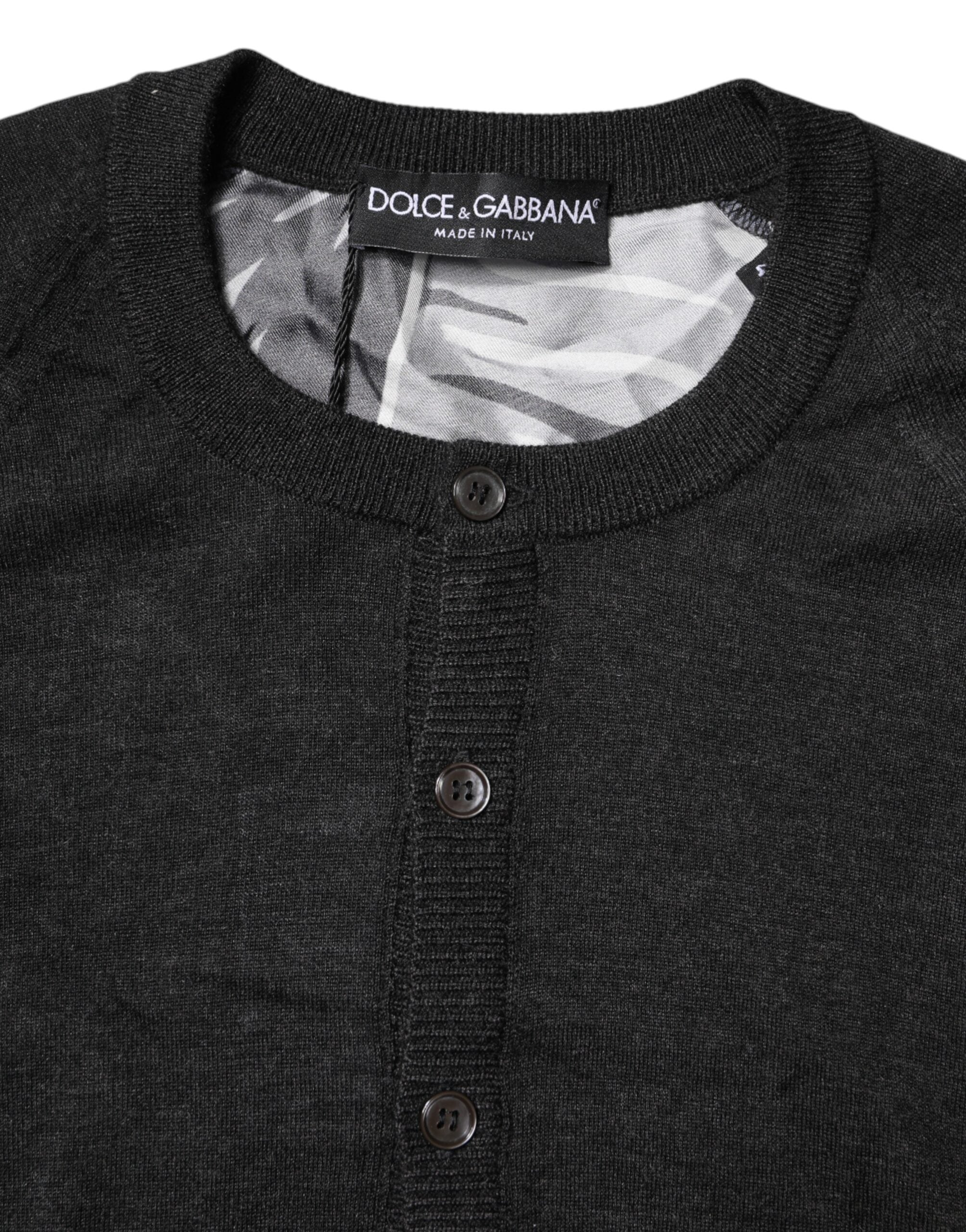Dolce & Gabbana Black Printed Knitted Men Pullover Sweater