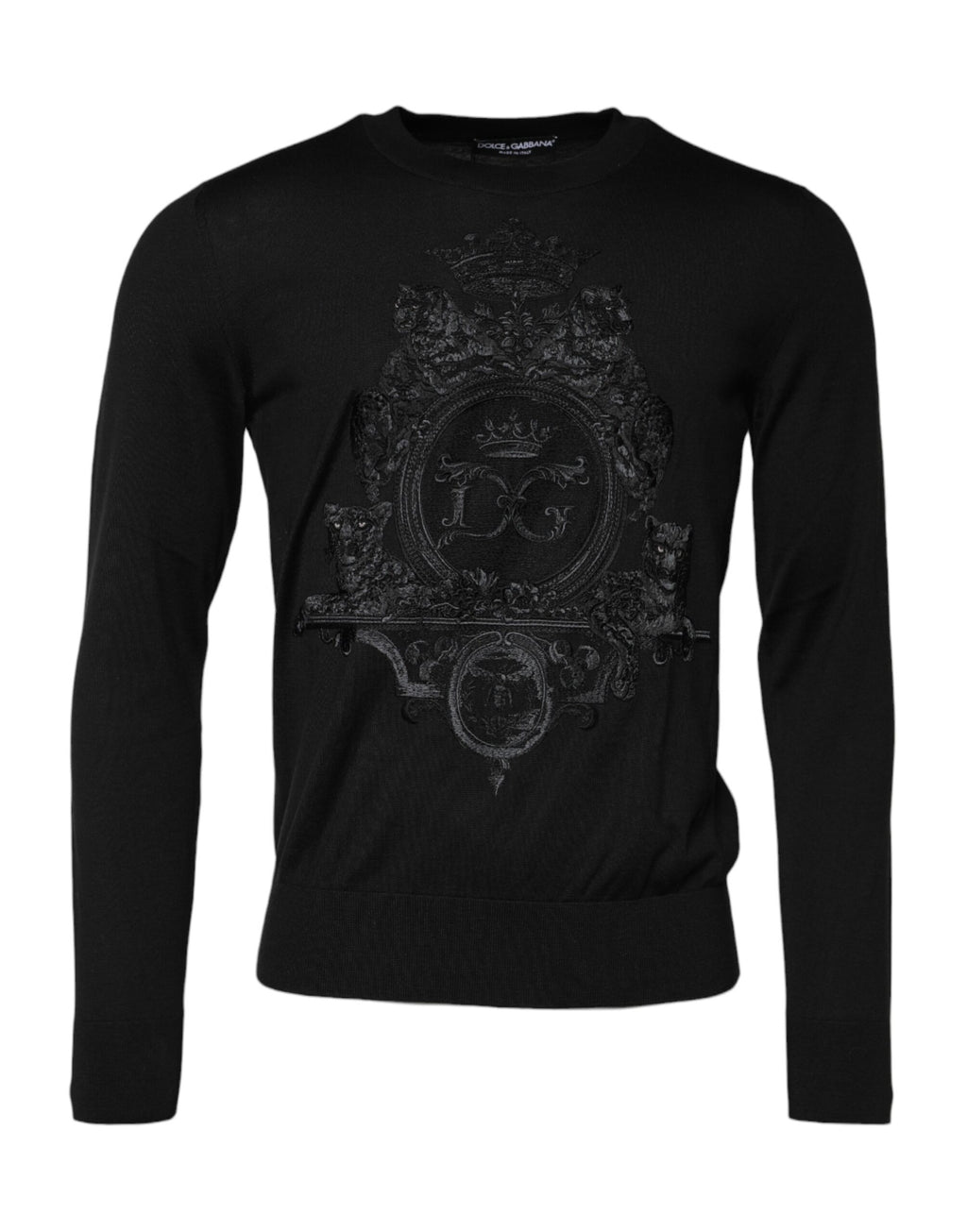 Dolce & Gabbana Black DG Crown Embroidery Pullover Sweater