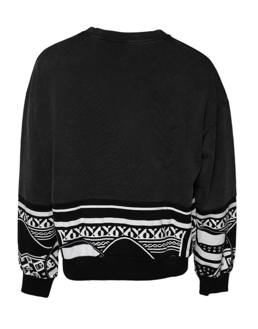 Dolce & Gabbana Black Cotton Logo Printed Pullover Sweater