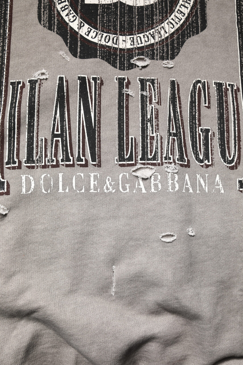 Dolce & Gabbana Gray Logo Print Crew Neck Pullover Sweater