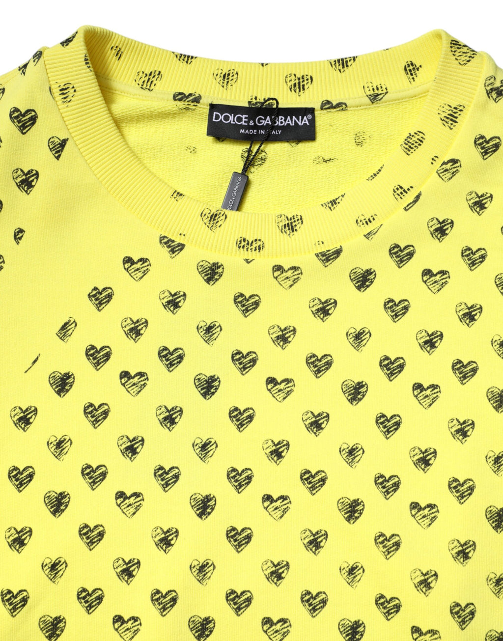 Dolce & Gabbana Yellow Heart Crew Neck Men Pullover Sweater