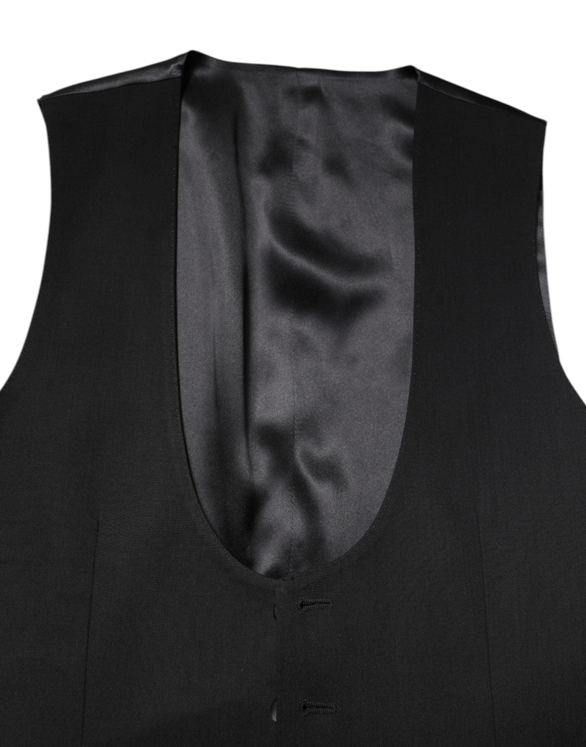 Dolce & Gabbana Black Wool Waistcoat Dress Formal Vest