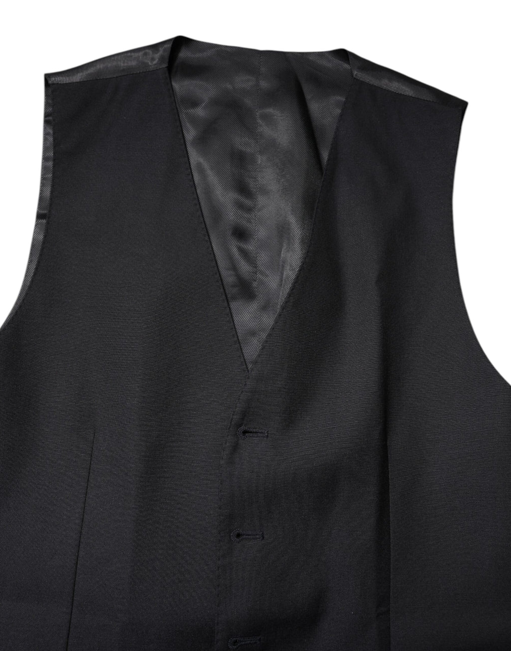 Dolce & Gabbana Black Wool Waistcoat Dress Formal Vest