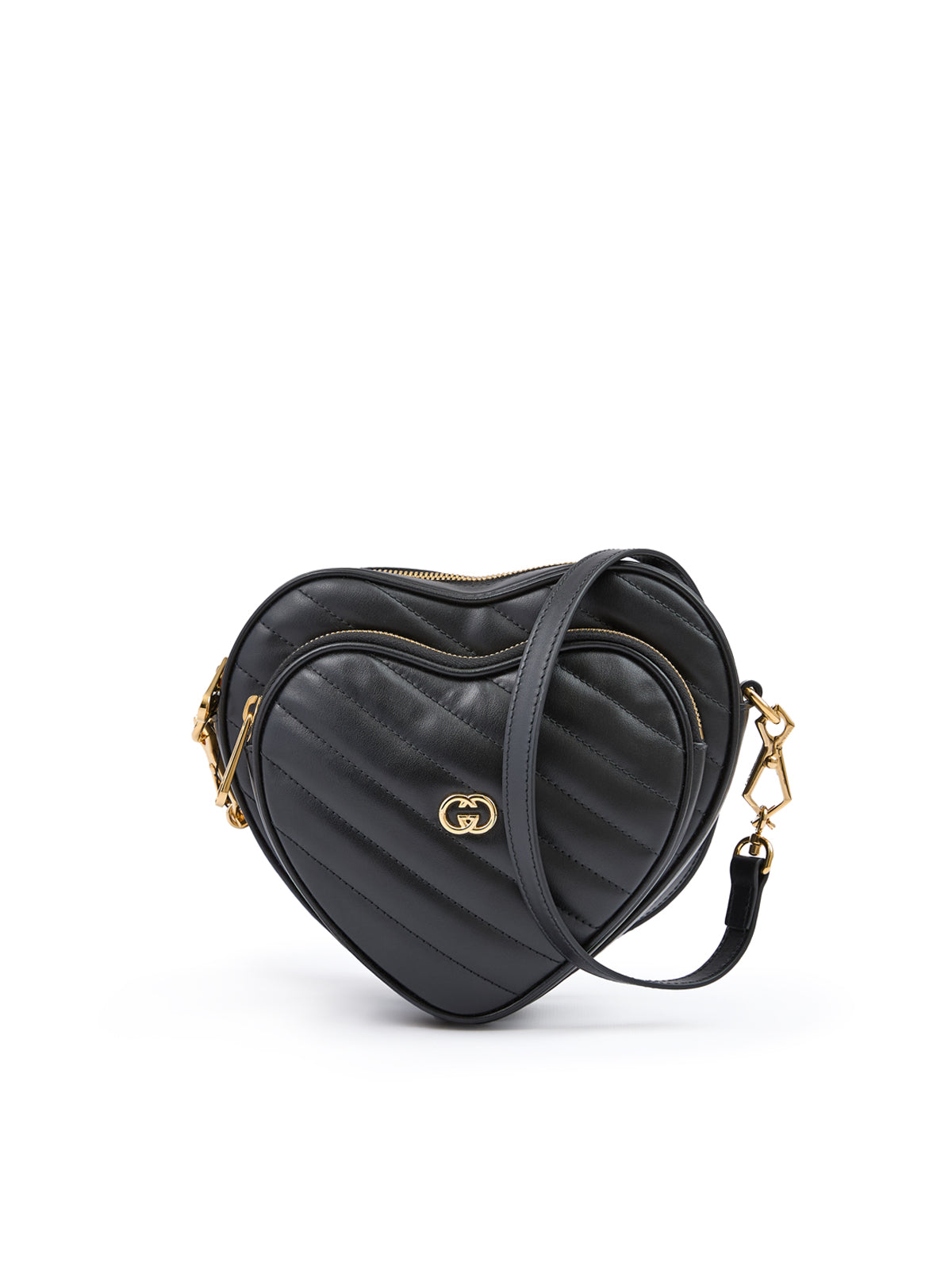 Gucci Black Leather Mini Heart Crossbody Bag