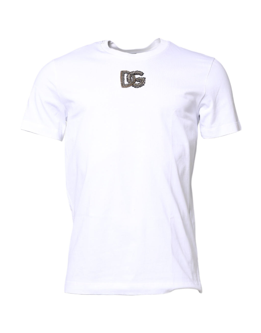 Dolce & Gabbana White Cotton DG Embroidery Crew Neck T-shirt