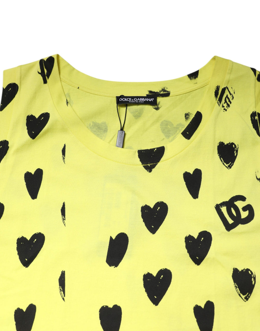 Dolce & Gabbana Yellow Cotton Sleeveless DG Heart T-shirt