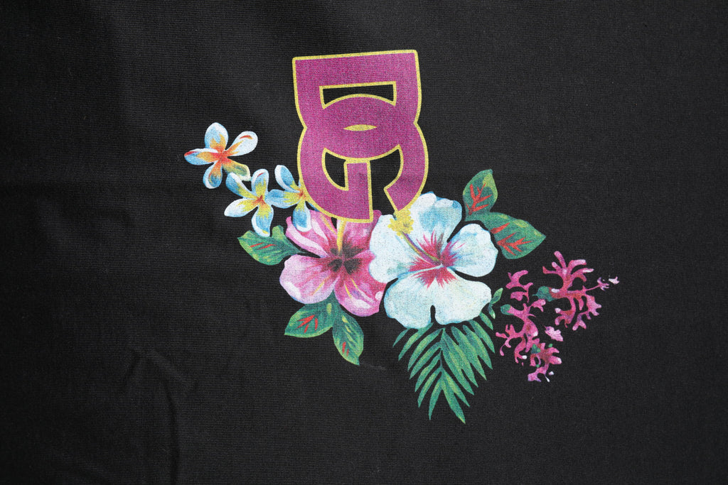 Dolce & Gabbana Black Cotton DG Floral Print Crewneck T-shirt
