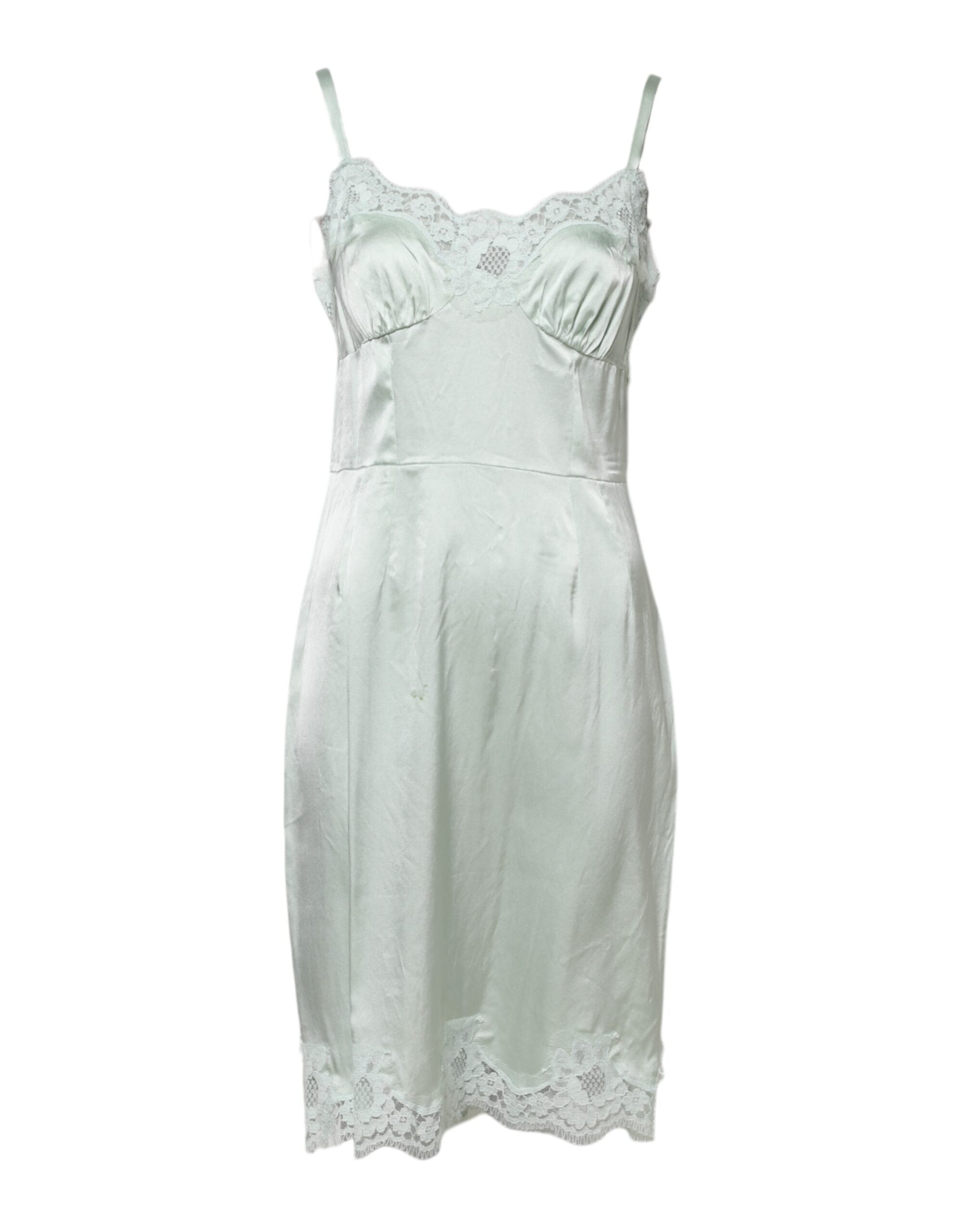 Dolce & Gabbana White Lace Full Slip Silk Sleepwear Dress