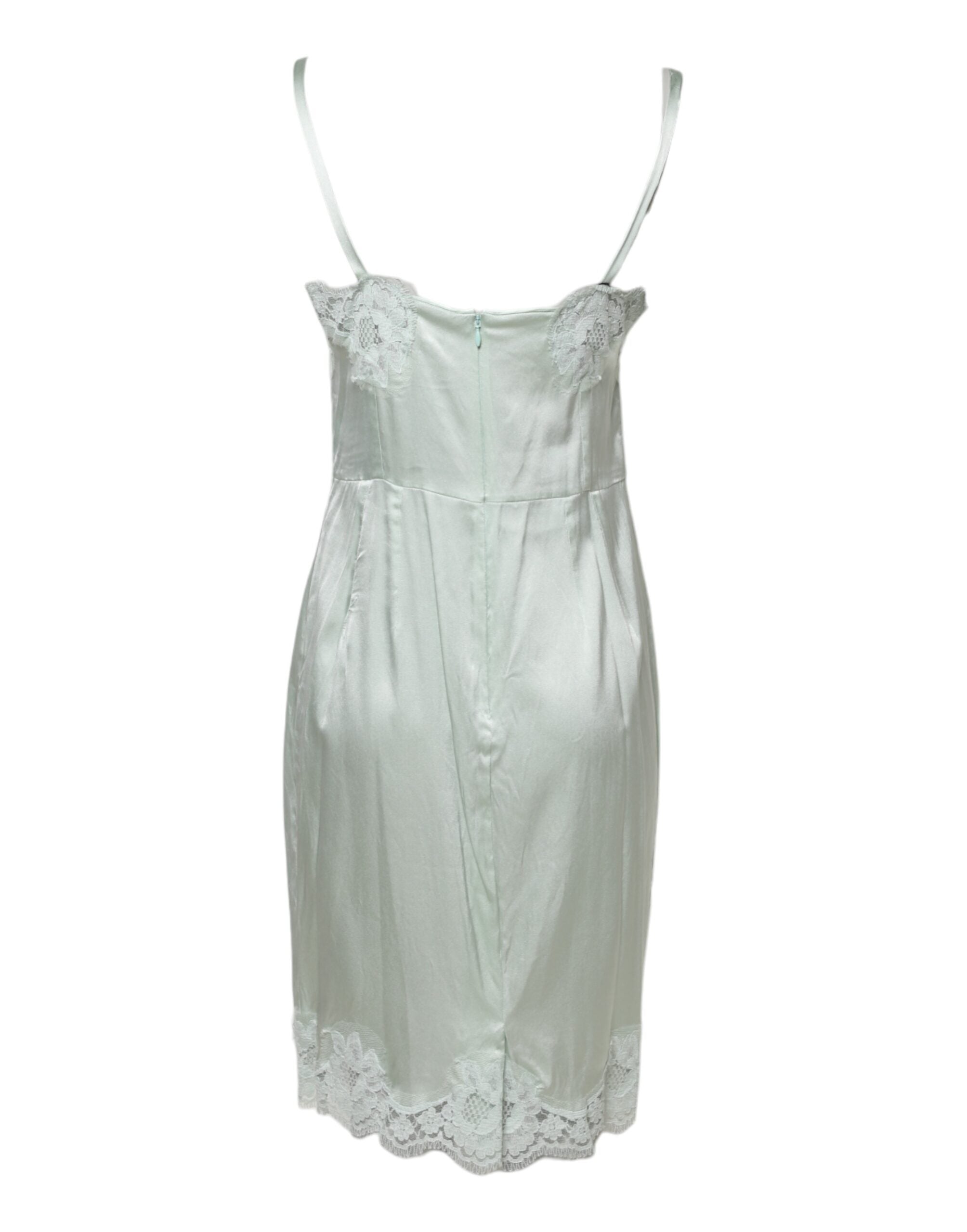 Dolce & Gabbana White Lace Full Slip Silk Sleepwear Dress