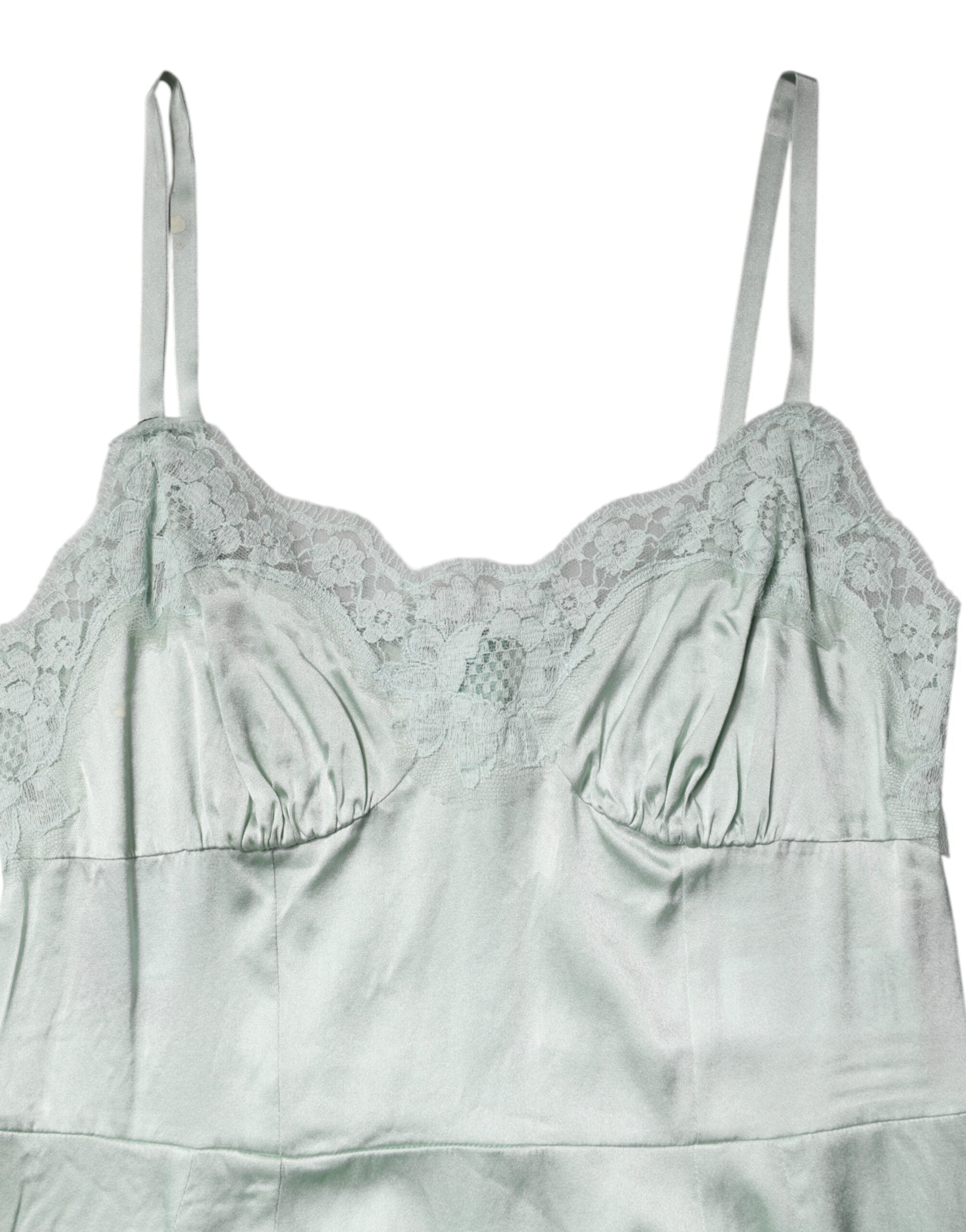 Dolce & Gabbana White Lace Full Slip Silk Sleepwear Dress