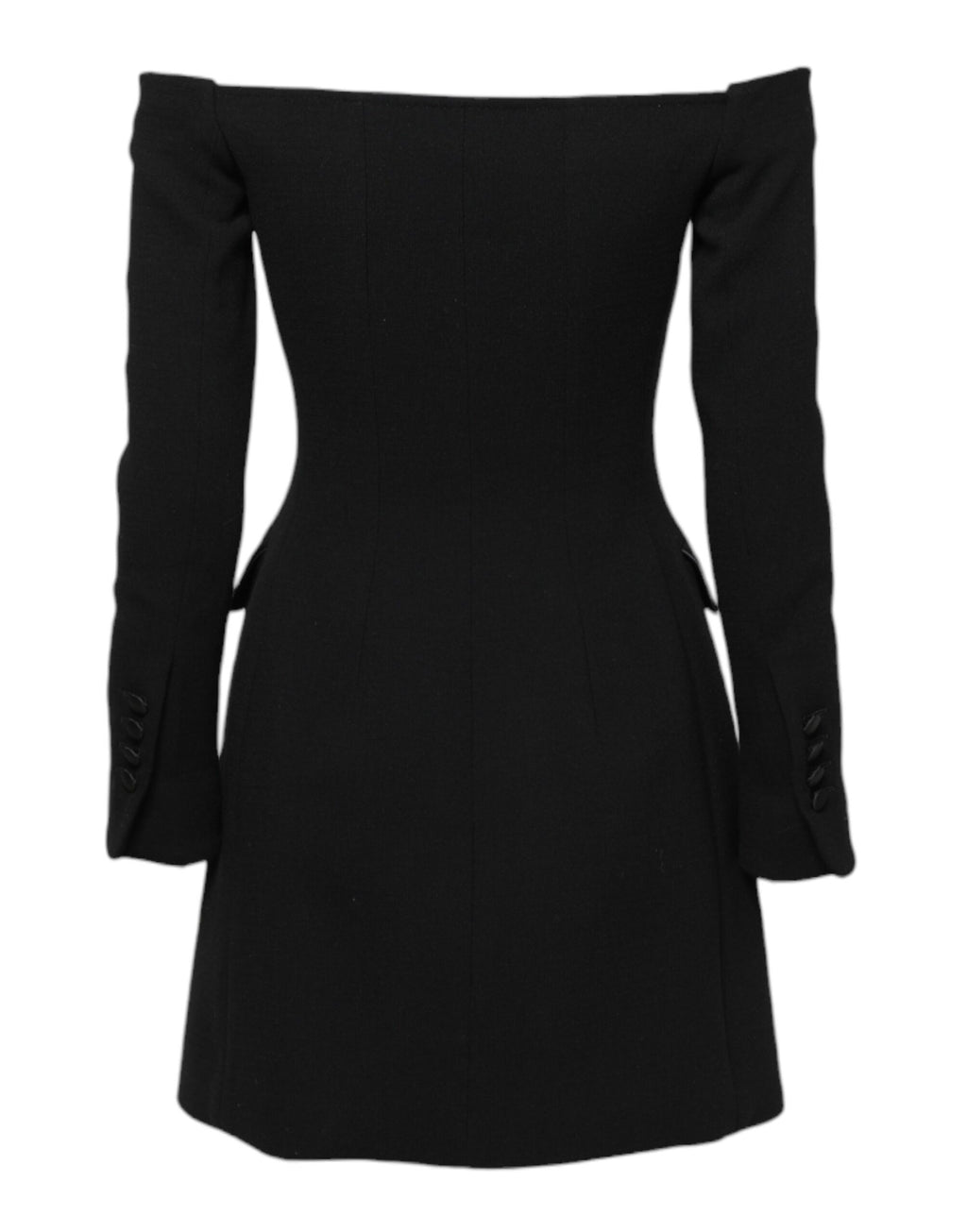 Dolce & Gabbana Black Wool Off Shoulder A-line Mini Dress