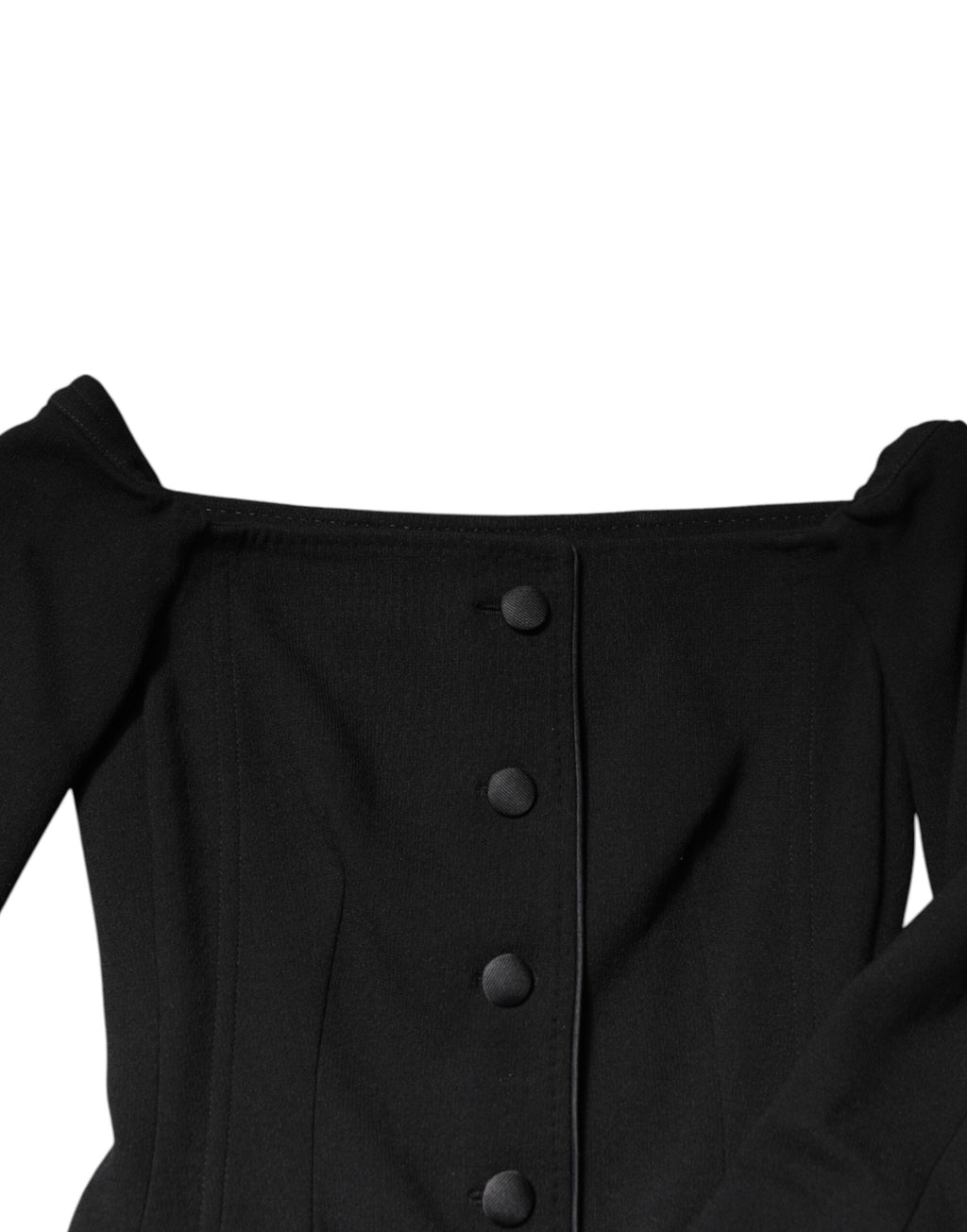 Dolce & Gabbana Black Wool Off Shoulder A-line Mini Dress