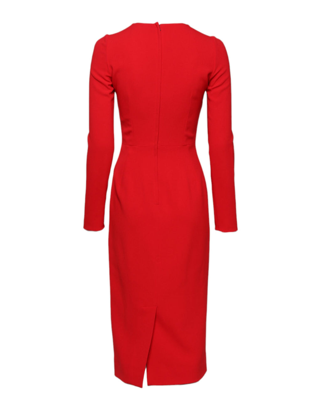 Dolce & Gabbana Red Sacred Heart Long Sleeves Sheath Dress
