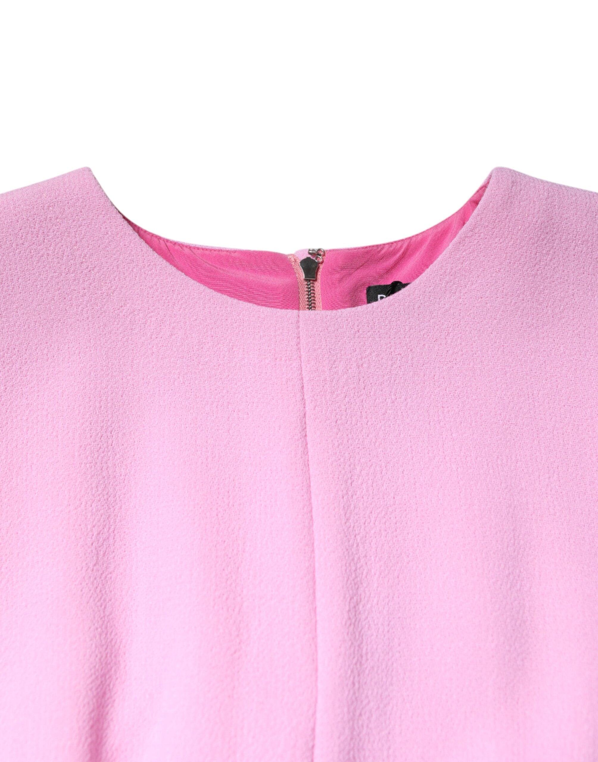 Dolce & Gabbana Pink Wool Sleeveless Sheath Midi Dress