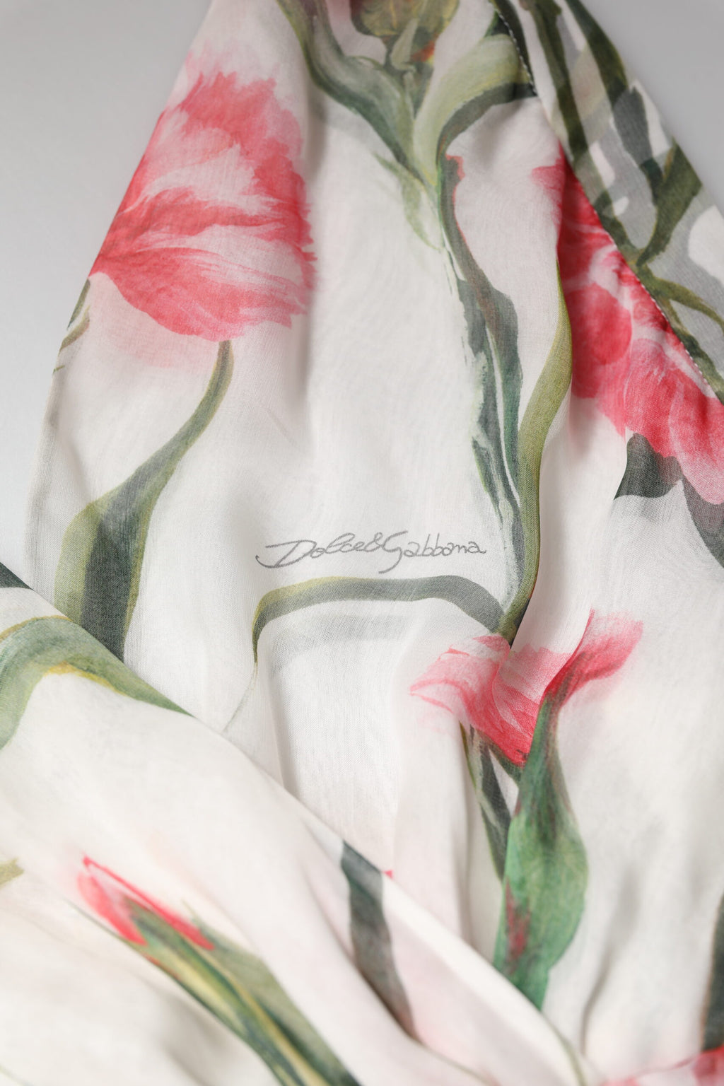 Dolce & Gabbana White Floral Silk Halter A-line Maxi Dress