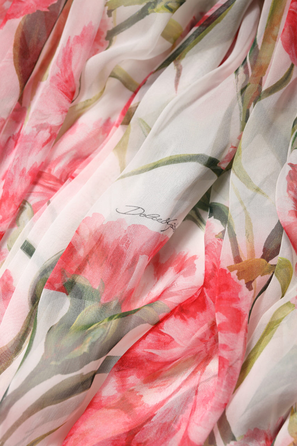 Dolce & Gabbana White Floral Silk Halter A-line Maxi Dress