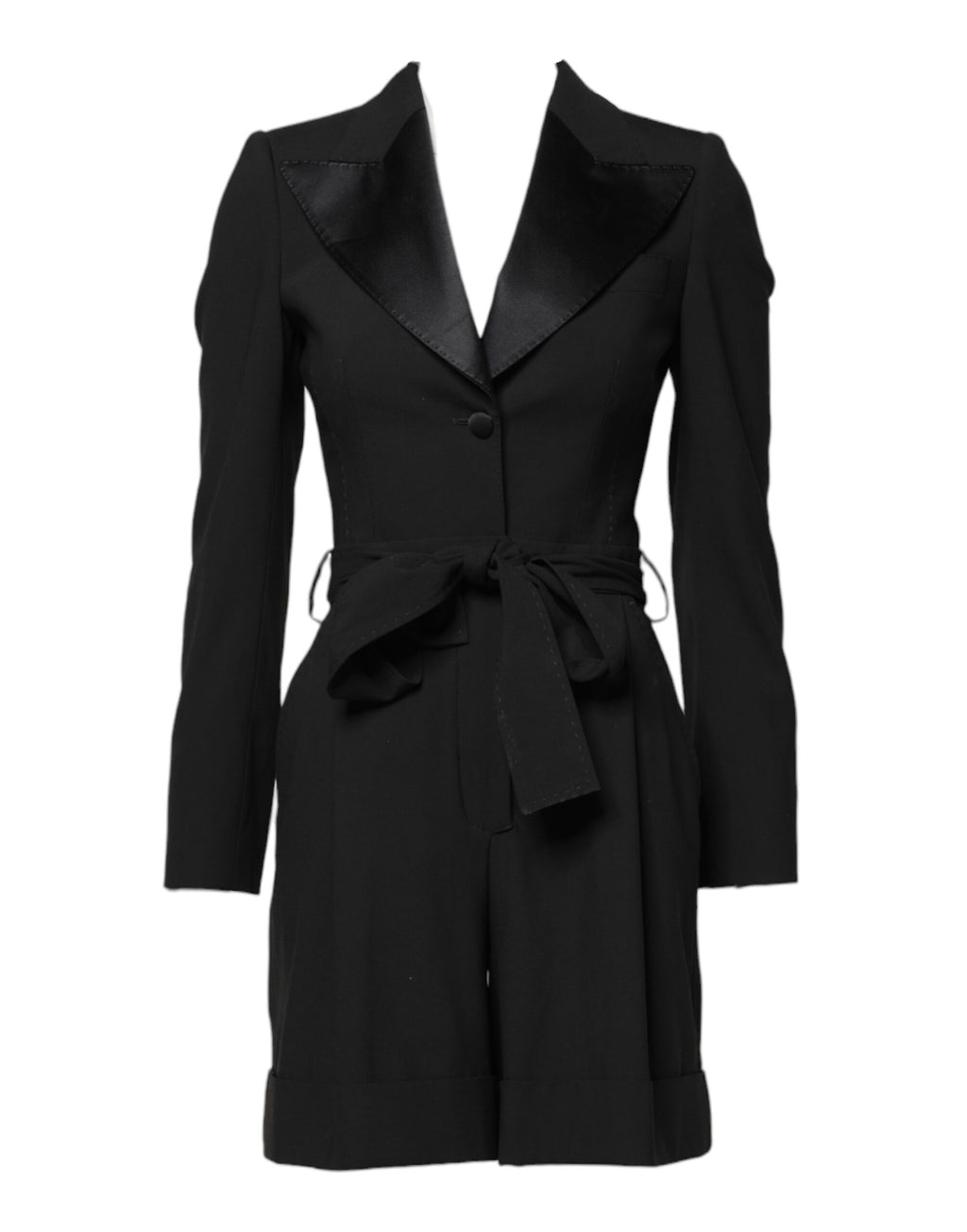 Dolce & Gabbana Black Wool Jumpsuit Dress Women Coat Jacket