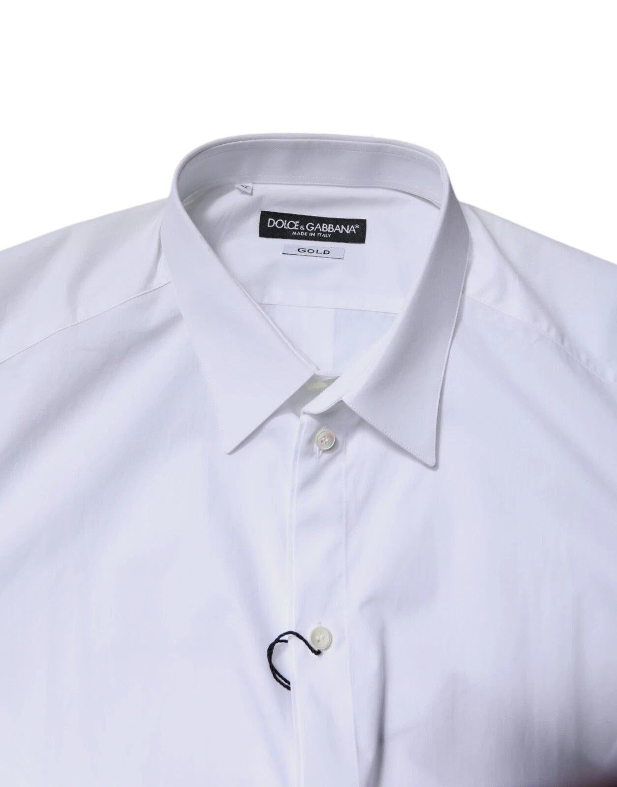 Dolce & Gabbana White Cotton GOLD Dress Formal Shirt