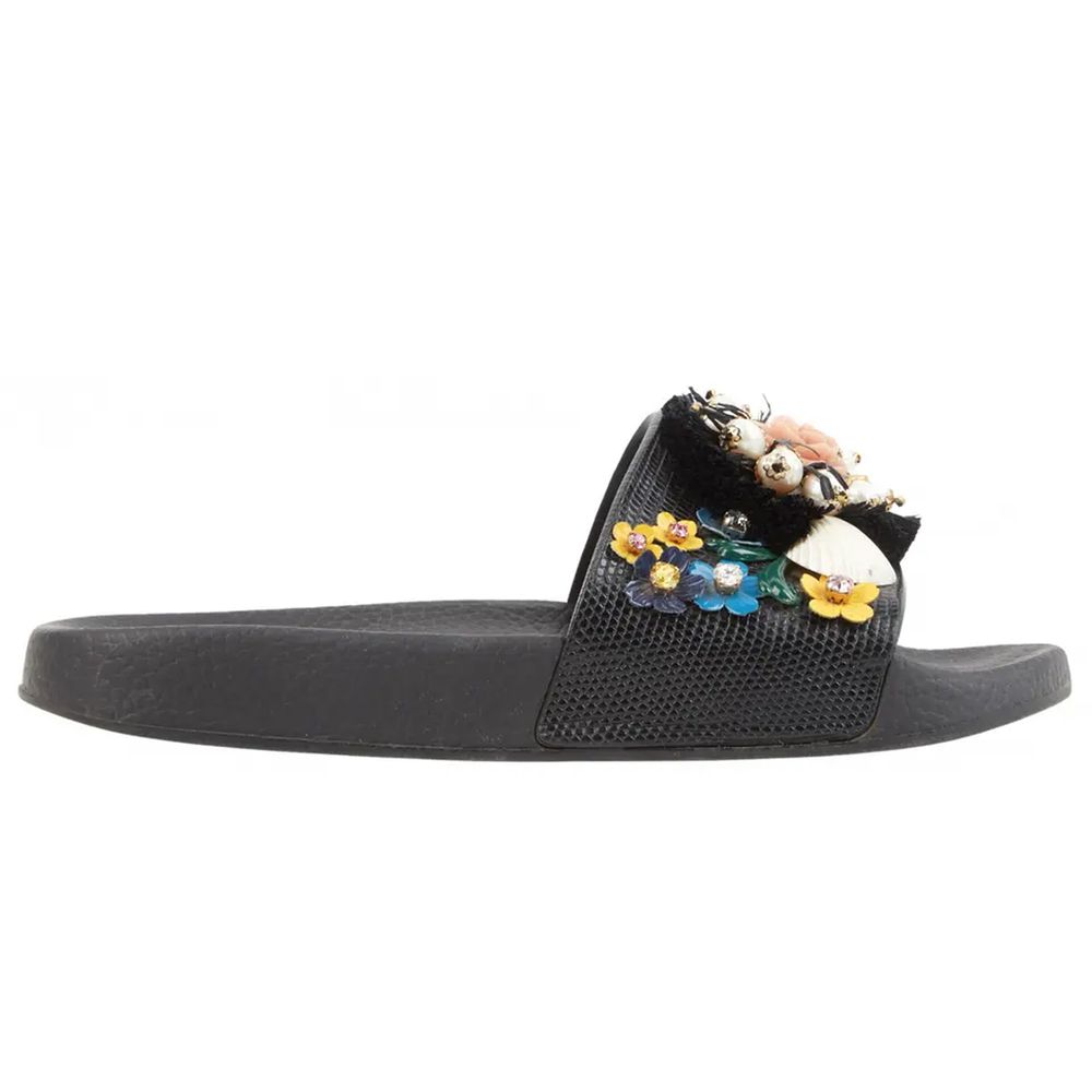 Dolce & Gabbana Black Cotton Sandal