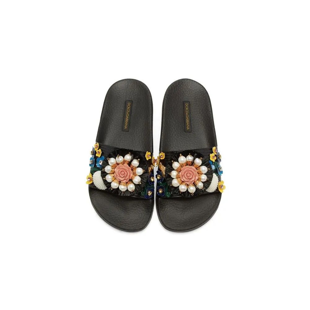 Dolce & Gabbana Black Cotton Sandal
