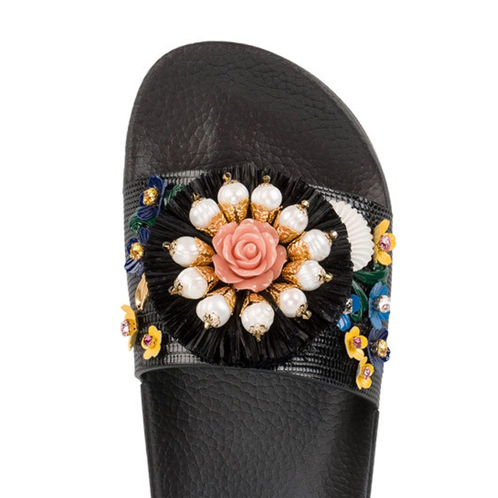 Dolce & Gabbana Black Cotton Sandal