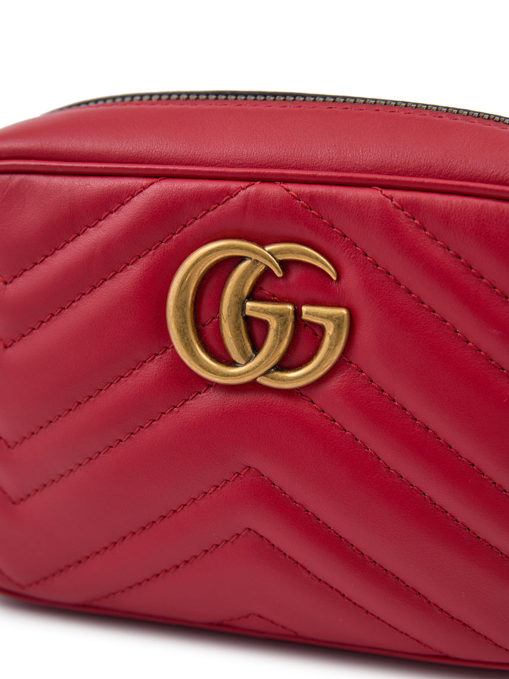 Gucci Red Leather GG Marmont Camera Bag