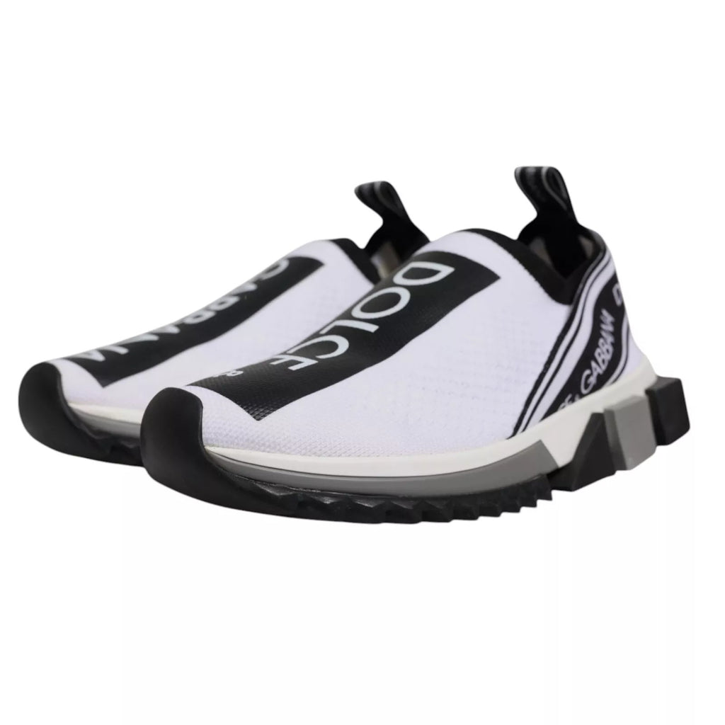 Dolce & Gabbana White Black Slip On Sorrento Sneakers Shoes