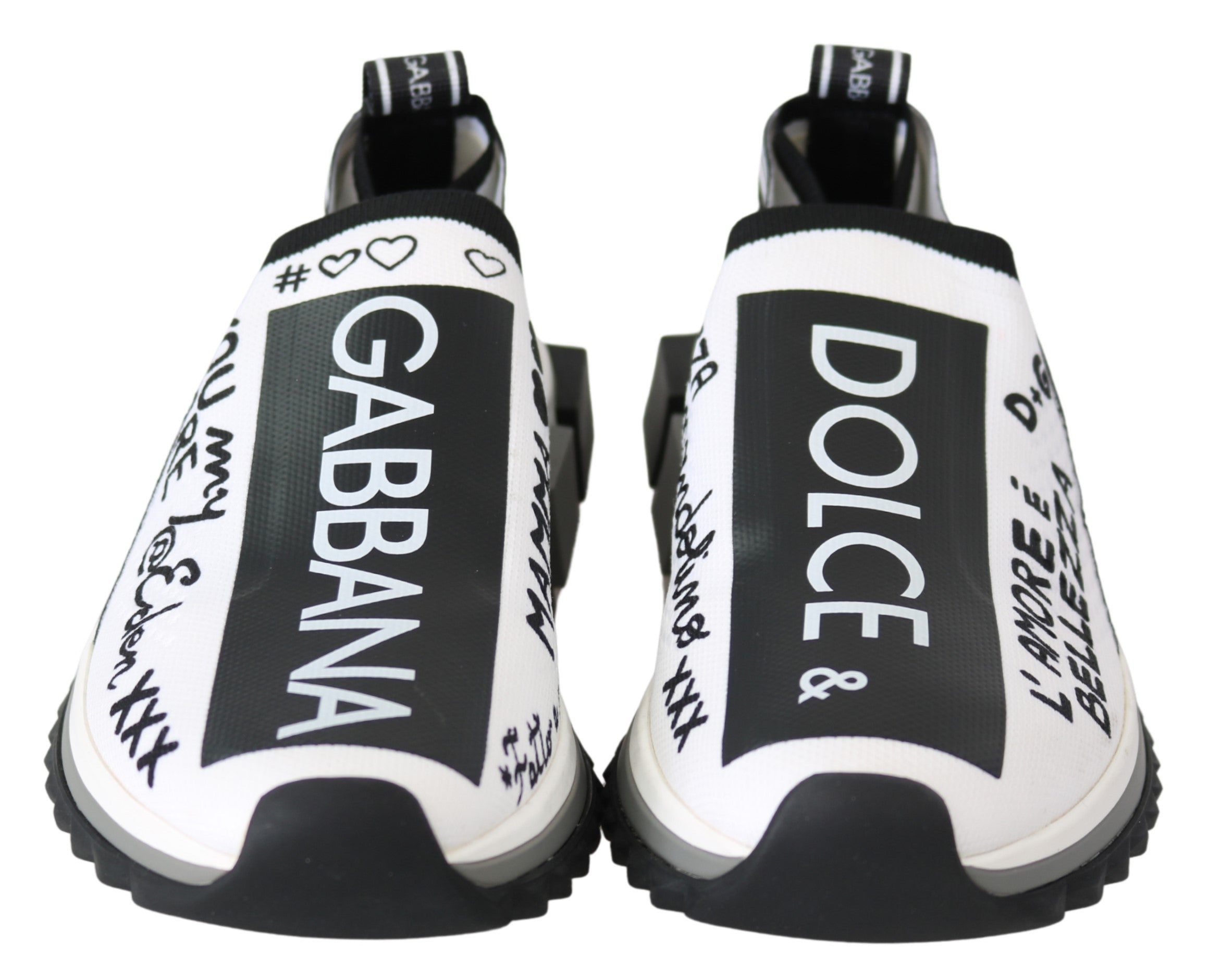 Dolce & Gabbana White Black Slip On Sorrento Sneakers