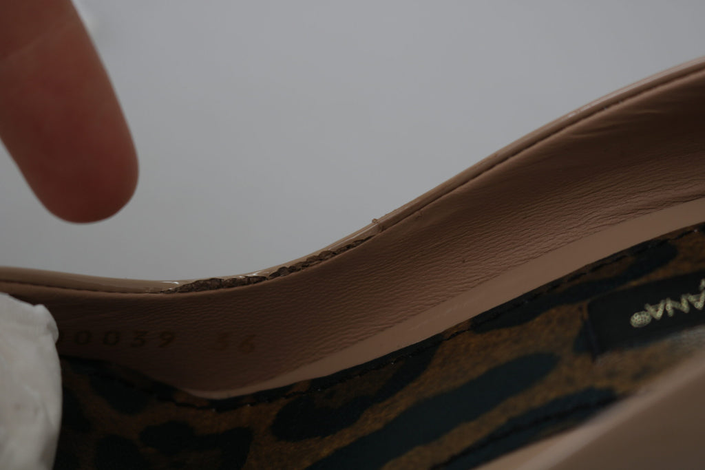 Dolce & Gabbana Beige Patent Leather Stiletto Heel Pumps