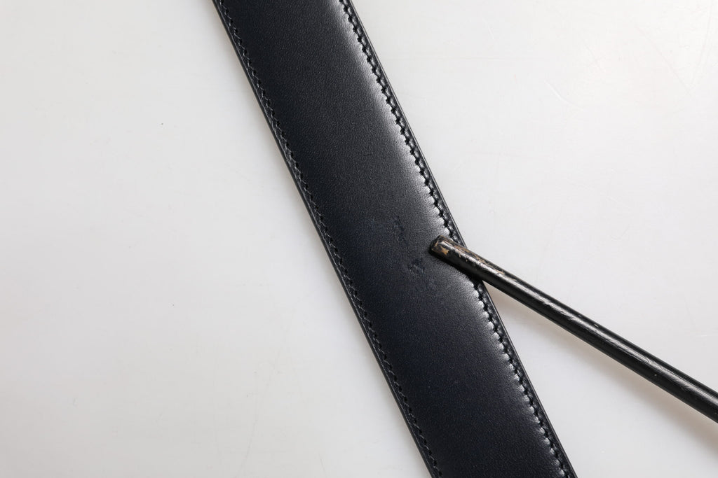 Dolce & Gabbana Black Blue Leather Gold Buckle Reversible Belt