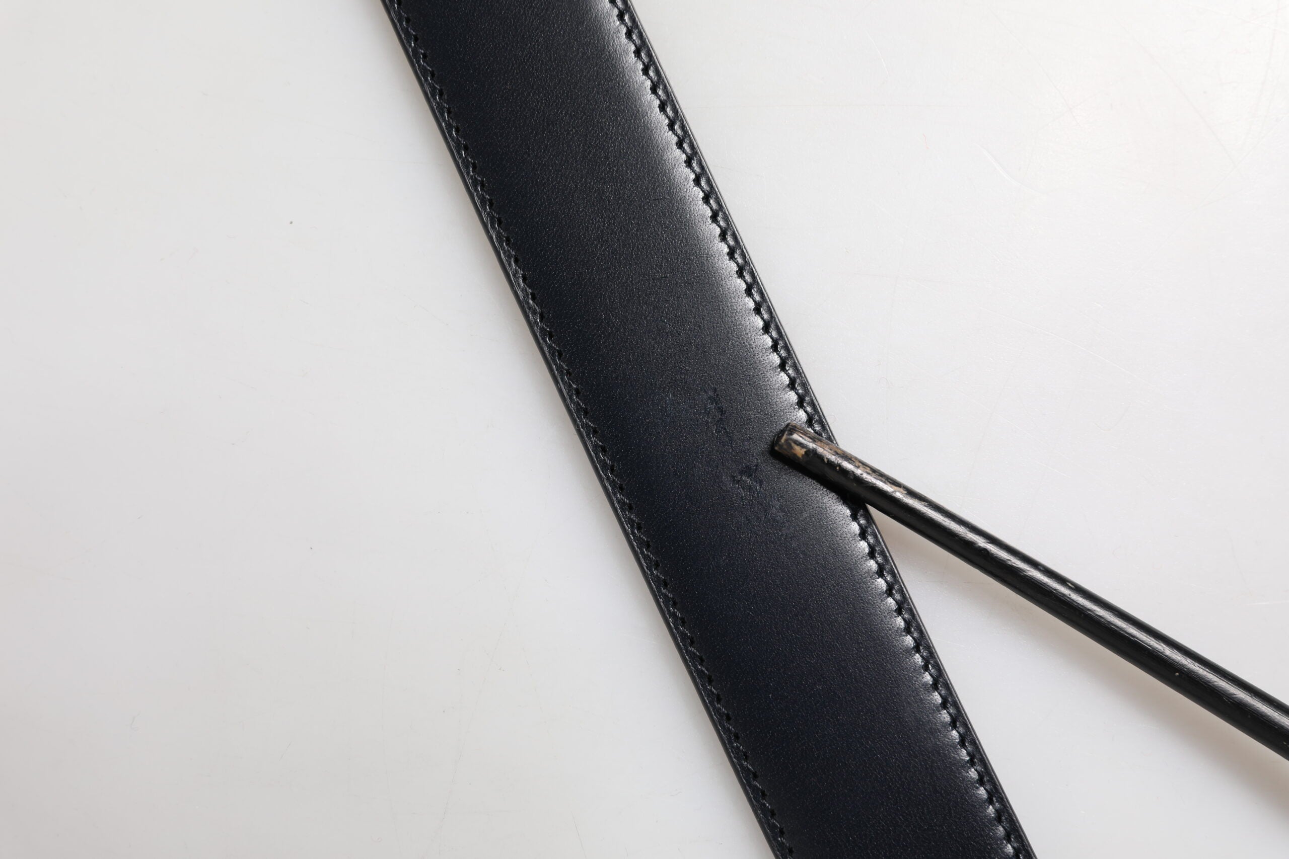 Dolce & Gabbana Black Blue Leather Gold Buckle Reversible Belt