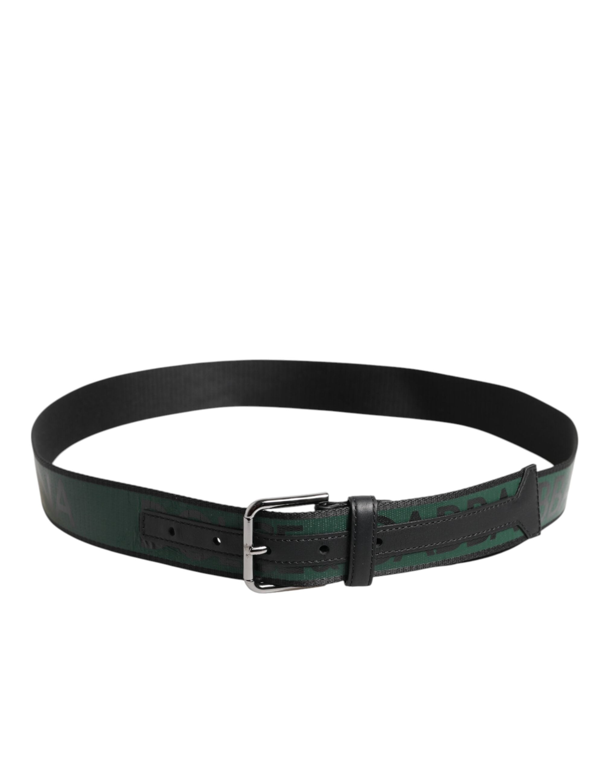 Dolce & Gabbana Green Black Polyester DG Logo Buckle Belt