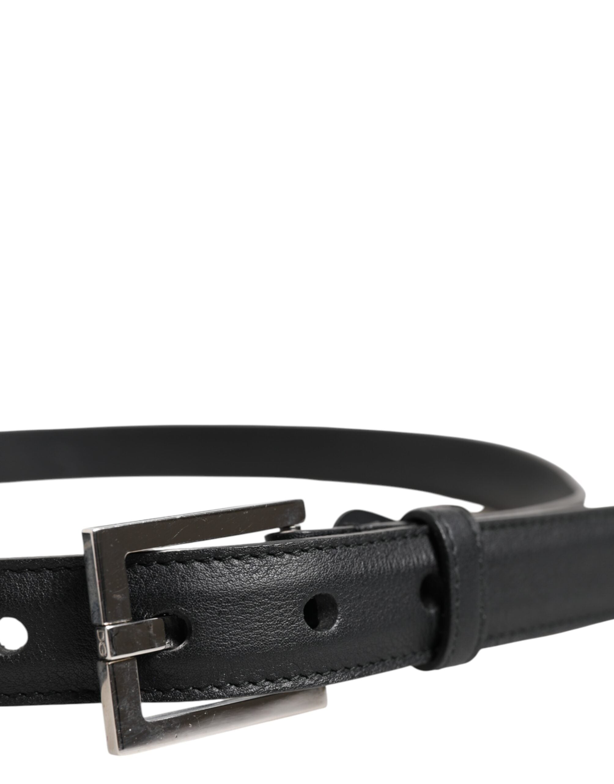 Dolce & Gabbana Black Classic Calfskin Leather Buckle Belt