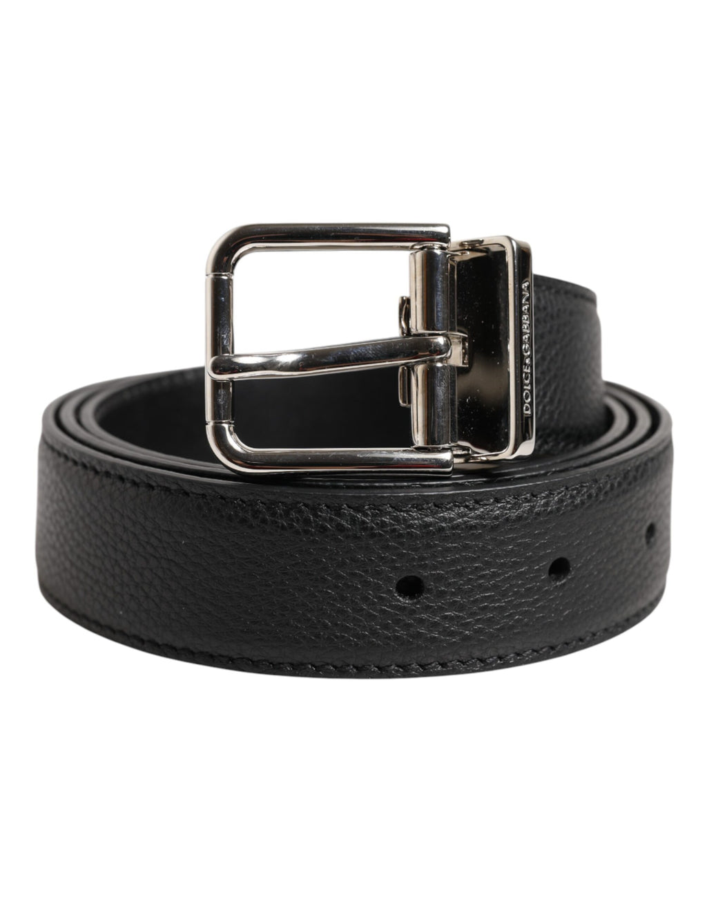 Dolce & Gabbana Black Calf Leather Classic Metal Buckle Belt