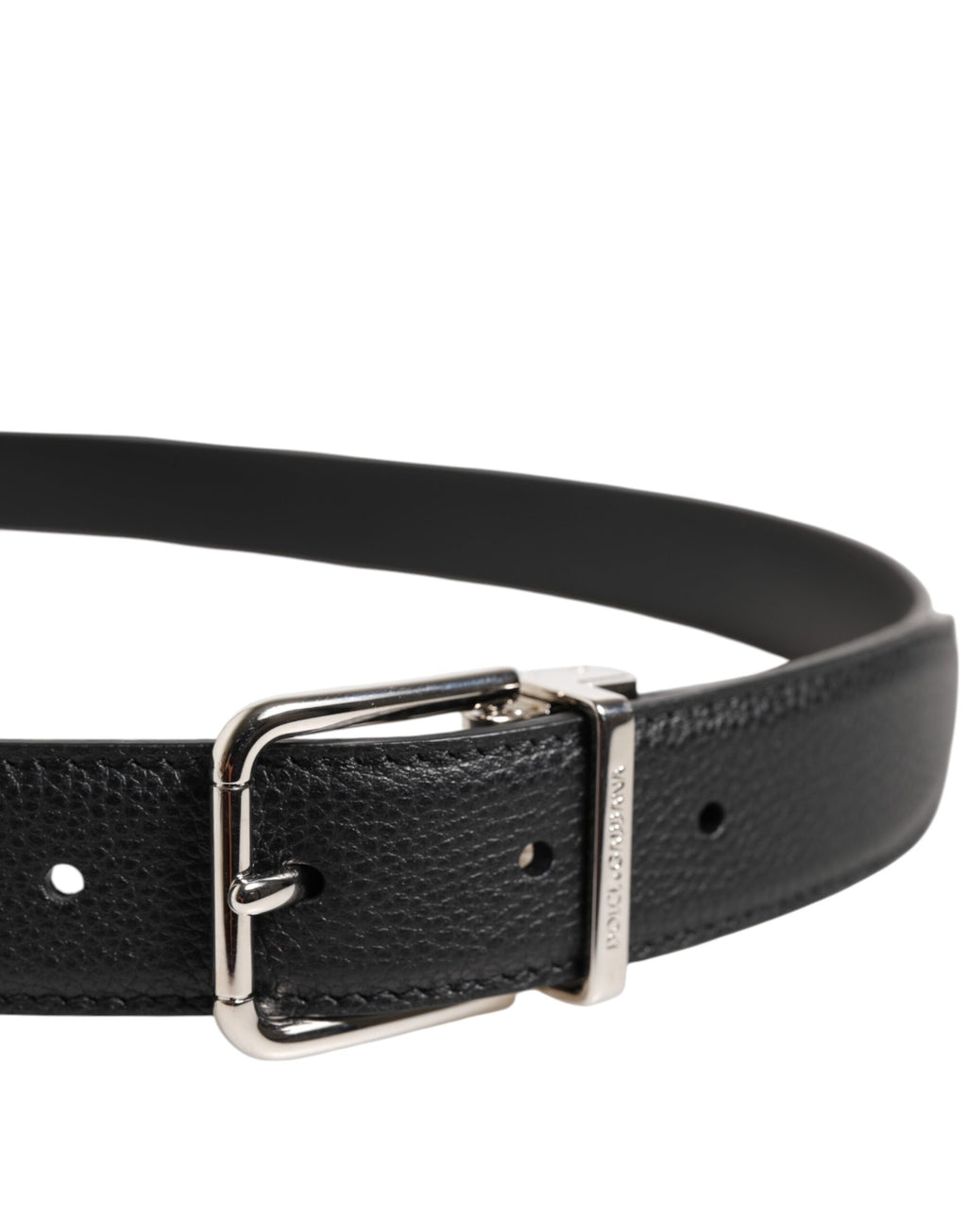 Dolce & Gabbana Black Calf Leather Classic Metal Buckle Belt