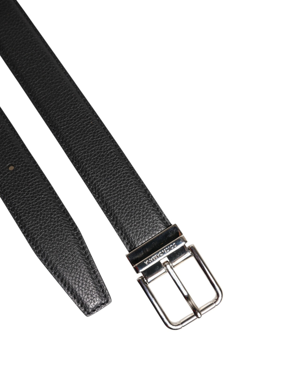 Dolce & Gabbana Black Calf Leather Classic Metal Buckle Belt
