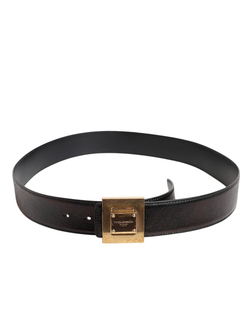 Dolce & Gabbana Brown Leather Gold Metal Buckle Classic Belt