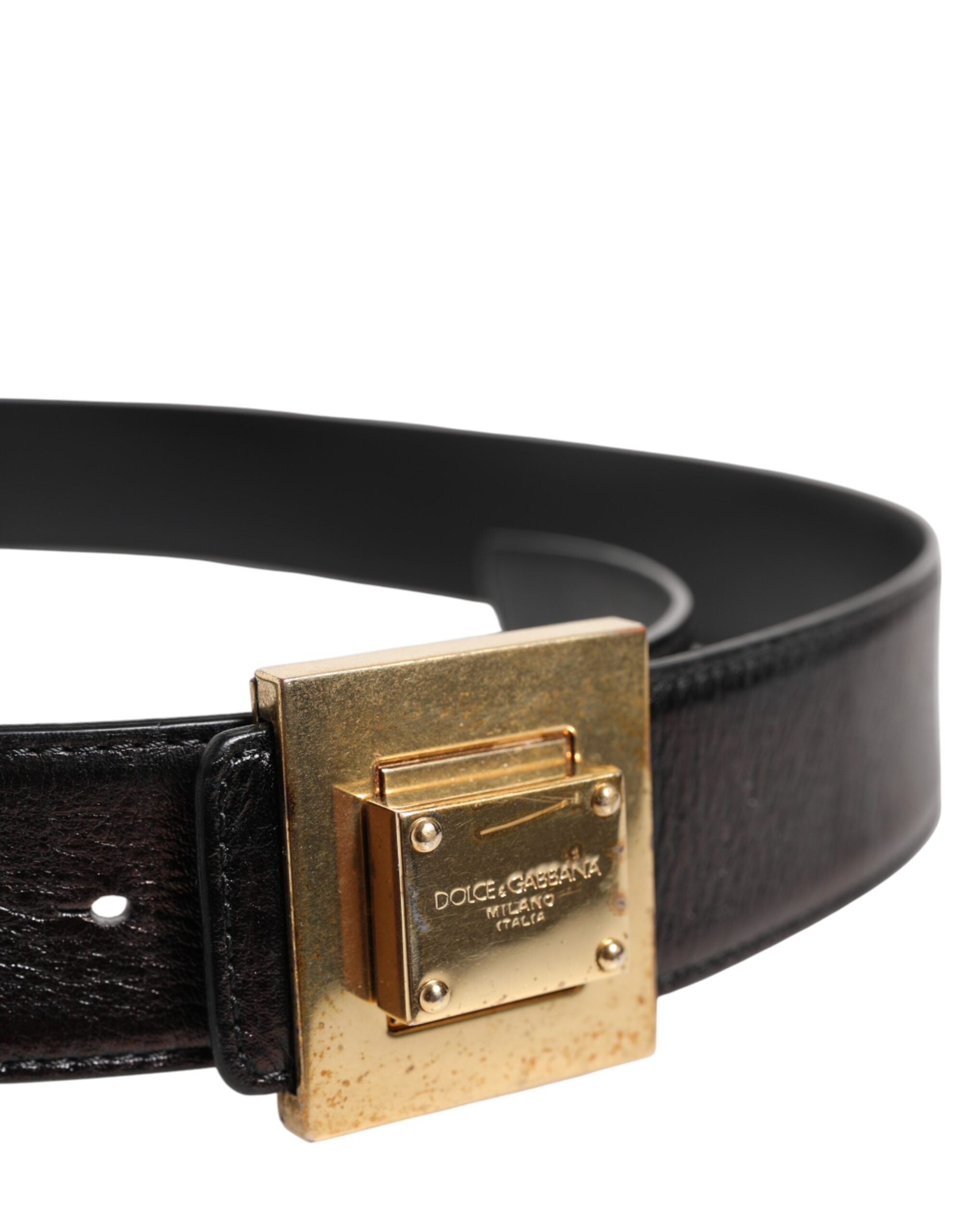 Dolce & Gabbana Brown Leather Gold Metal Buckle Classic Belt