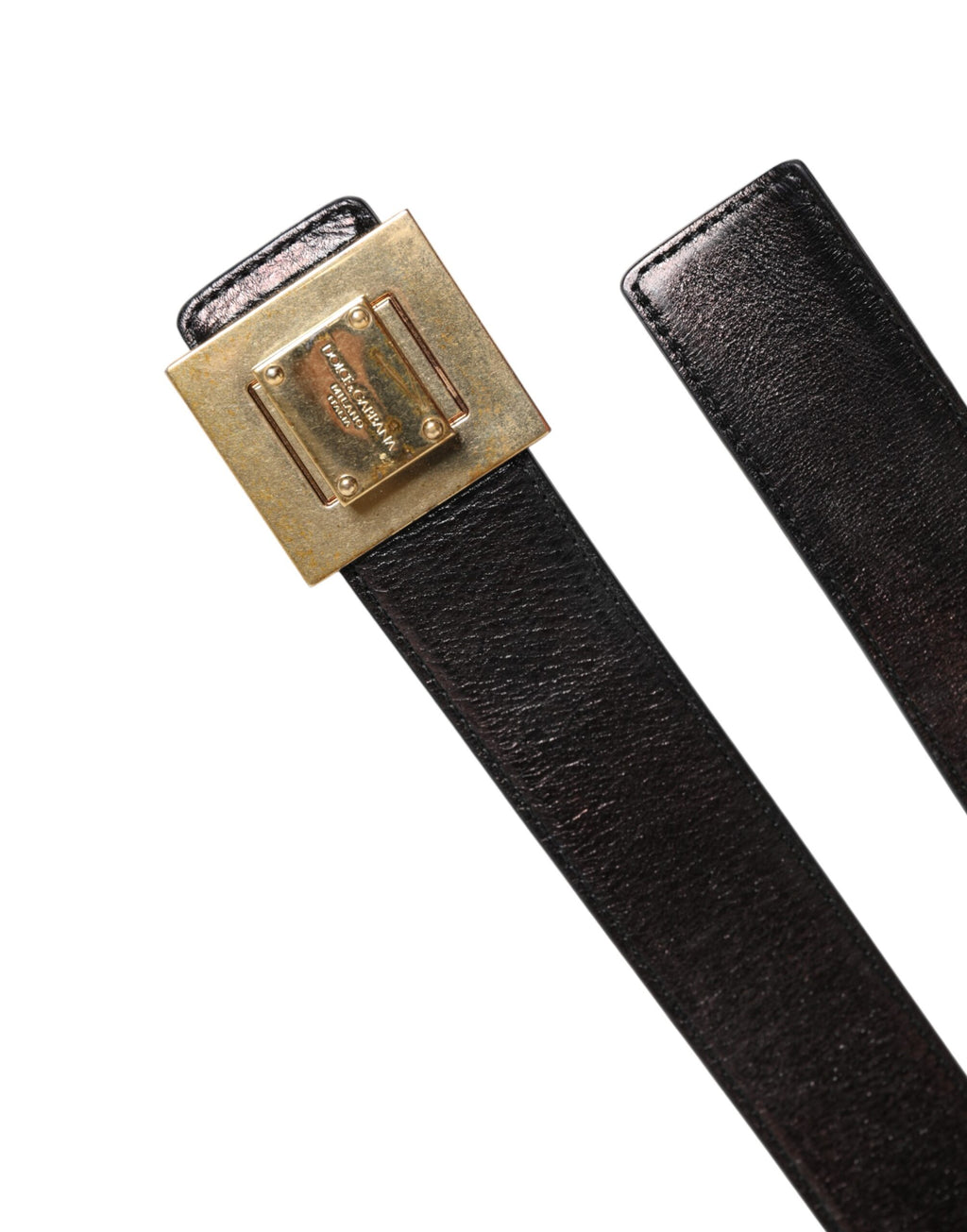 Dolce & Gabbana Brown Leather Gold Metal Buckle Classic Belt